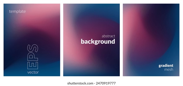 Abstract liquid background set. Gradient mesh. Effect dark color blend. Blurred fluid colorful mix. Modern design template for web covers, ad banners, posters, brochures, flyers. Vector image EPS