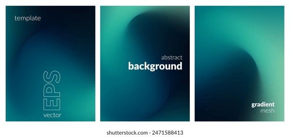 Abstract liquid background set. Gradient mesh. Effect dark color blend. Blurred fluid colorful mix. Modern design template for web covers, ad banners, posters, brochures, flyers. Vector image EPS