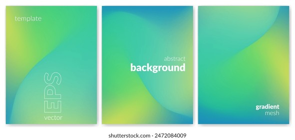 Abstract liquid background set. Gradient mesh. Effect bright color blend. Blurred fluid colorful mix. Modern design template for web covers, ad banners, posters, brochures, flyers. Vector image EPS