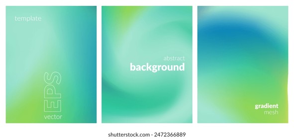 Abstract liquid background set. Gradient mesh. Effect bright color blend. Blurred fluid colorful mix. Modern design template for web covers, ad banners, posters, brochures, flyers. Vector image EPS