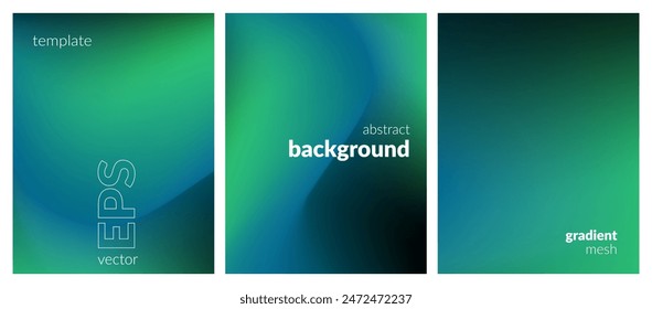 Abstract liquid background set. Gradient mesh. Effect bright color blend. Blurred fluid colorful mix. Modern design template for web covers, ad banners, posters, brochures, flyers. Vector image EPS