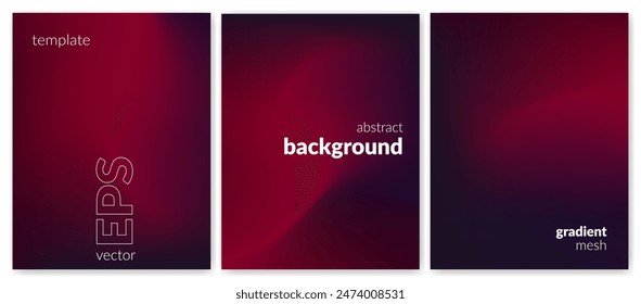 Abstract liquid background set. Gradient mesh. Effect dark color blend. Blurred fluid colorful mix. Modern design template for web covers, ad banners, posters, brochures, flyers. Vector image EPS