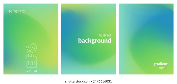 Abstract liquid background set. Gradient mesh. Effect bright color blend. Blurred fluid colorful mix. Modern design template for web covers, ad banners, posters, brochures, flyers. Vector image EPS