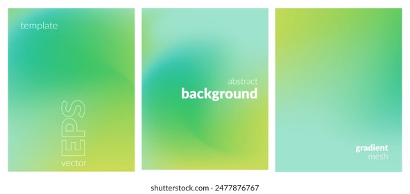 Abstract liquid background set. Gradient mesh. Effect bright color blend. Blurred fluid colorful mix. Modern design template for web covers, ad banners, posters, brochures, flyers. Vector image EPS