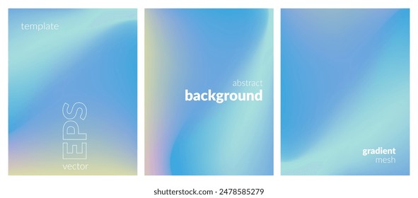 Abstract liquid background set. Gradient mesh. Effect bright color blend. Blurred fluid colorful mix. Modern design template for web covers, ad banners, posters, brochures, flyers. Vector image EPS