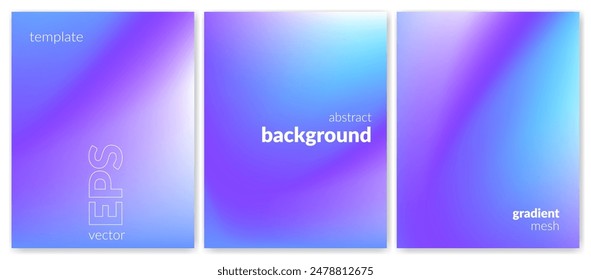 Abstract liquid background set. Gradient mesh. Effect bright color blend. Blurred fluid colorful mix. Modern design template for web covers, ad banners, posters, brochures, flyers. Vector image EPS