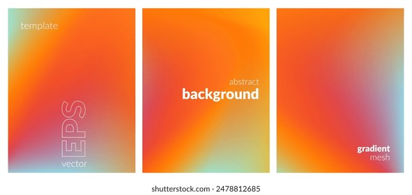 Abstract liquid background set. Gradient mesh. Effect bright color blend. Blurred fluid colorful mix. Modern design template for web covers, ad banners, posters, brochures, flyers. Vector image EPS