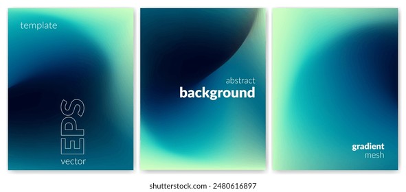 Abstract liquid background set. Gradient mesh. Effect bright color blend. Blurred fluid colorful mix. Modern design template for web covers, ad banners, posters, brochures, flyers. Vector image EPS