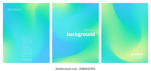 Abstract liquid background set. Gradient mesh. Effect bright color blend. Blurred fluid colorful mix. Modern design template for web covers, ad banners, posters, brochures, flyers. Vector image EPS