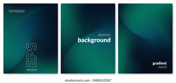 Abstract liquid background set. Gradient mesh. Effect dark color blend. Blurred fluid colorful mix. Modern design template for web covers, ad banners, posters, brochures, flyers. Vector image EPS