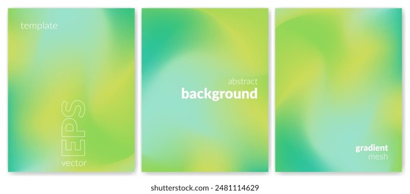 Abstract liquid background set. Gradient mesh. Effect bright color blend. Blurred fluid colorful mix. Modern design template for web covers, ad banners, posters, brochures, flyers. Vector image EPS