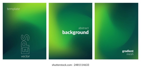 Abstract liquid background set. Gradient mesh. Effect bright color blend. Blurred fluid colorful mix. Modern design template for web covers, ad banners, posters, brochures, flyers. Vector image EPS