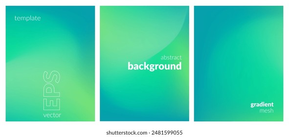 Abstract liquid background set. Gradient mesh. Effect bright color blend. Blurred fluid colorful mix. Modern design template for web covers, ad banners, posters, brochures, flyers. Vector image EPS