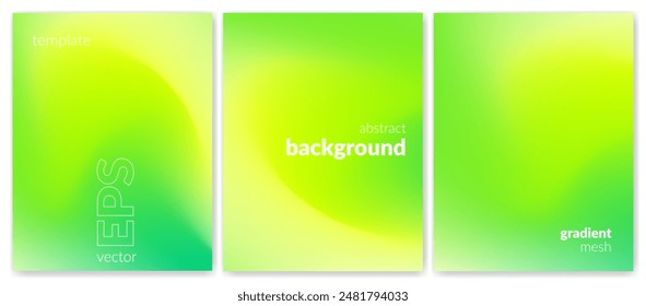 Abstract liquid background set. Gradient mesh. Effect bright color blend. Blurred fluid colorful mix. Modern design template for web covers, ad banners, posters, brochures, flyers. Vector image EPS