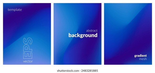 Abstract liquid background set. Gradient mesh. Effect bright color blend. Blurred fluid colorful mix. Modern design template for web covers, ad banners, posters, brochures, flyers. Vector image EPS