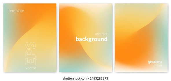 Abstract liquid background set. Gradient mesh. Effect bright color blend. Blurred fluid colorful mix. Modern design template for web covers, ad banners, posters, brochures, flyers. Vector image EPS