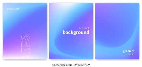 Abstract liquid background set. Gradient mesh. Effect bright color blend. Blurred fluid colorful mix. Modern design template for web covers, ad banners, posters, brochures, flyers. Vector image EPS