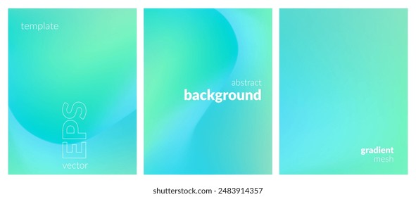 Abstract liquid background set. Gradient mesh. Effect bright color blend. Blurred fluid colorful mix. Modern design template for web covers, ad banners, posters, brochures, flyers. Vector image EPS