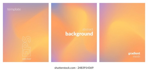 Abstract liquid background set. Gradient mesh. Effect bright color blend. Blurred fluid colorful mix. Modern design template for web covers, ad banners, posters, brochures, flyers. Vector image EPS