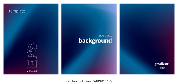 Abstract liquid background set. Gradient mesh. Effect dark color blend. Blurred fluid colorful mix. Modern design template for web covers, ad banners, posters, brochures, flyers. Vector image EPS