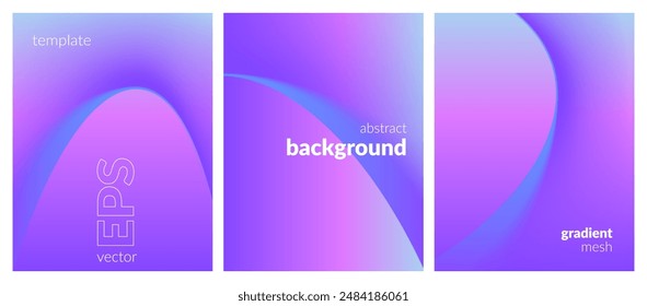 Abstract liquid background set. Gradient mesh. Effect bright color blend. Blurred fluid colorful mix. Modern design template for web covers, ad banners, posters, brochures, flyers. Vector image EPS