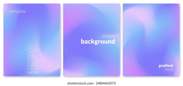 Abstract liquid background set. Gradient mesh. Effect bright color blend. Blurred fluid colorful mix. Modern design template for web covers, ad banners, posters, brochures, flyers. Vector image EPS