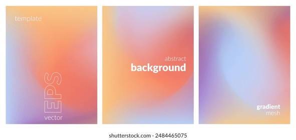 Abstract liquid background set. Gradient mesh. Effect bright color blend. Blurred fluid colorful mix. Modern design template for web covers, ad banners, posters, brochures, flyers. Vector image EPS