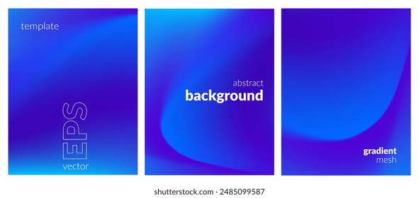 Abstract liquid background set. Gradient mesh. Effect bright color blend. Blurred fluid colorful mix. Modern design template for web covers, ad banners, posters, brochures, flyers. Vector image EPS