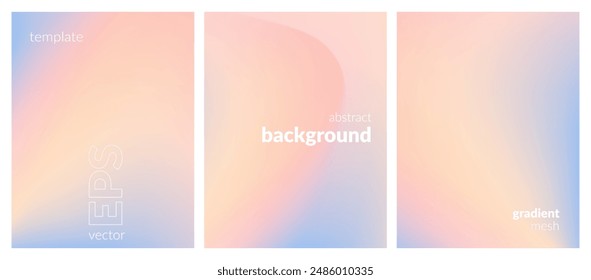 Abstract liquid background set. Gradient mesh. Effect bright color blend. Blurred fluid colorful mix. Modern design template for web covers, ad banners, posters, brochures, flyers. Vector image EPS