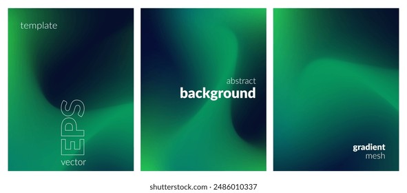 Abstract liquid background set. Gradient mesh. Effect dark color blend. Blurred fluid colorful mix. Modern design template for web covers, ad banners, posters, brochures, flyers. Vector image EPS