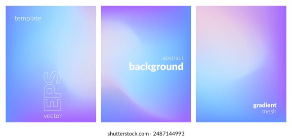 Abstract liquid background set. Gradient mesh. Effect bright color blend. Blurred fluid colorful mix. Modern design template for web covers, ad banners, posters, brochures, flyers. Vector image EPS