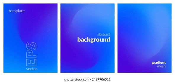 Abstract liquid background set. Gradient mesh. Effect bright color blend. Blurred fluid colorful mix. Modern design template for web covers, ad banners, posters, brochures, flyers. Vector image EPS