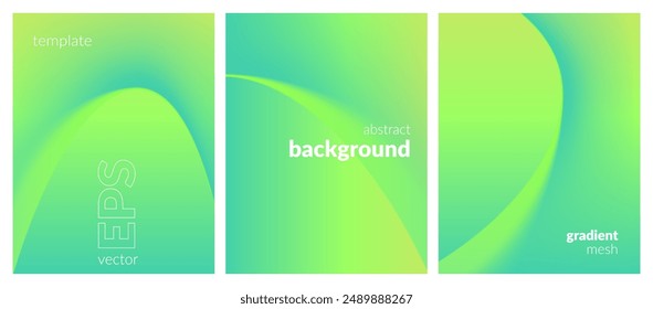 Abstract liquid background set. Gradient mesh. Effect bright color blend. Blurred fluid colorful mix. Modern design template for web covers, ad banners, posters, brochures, flyers. Vector image EPS