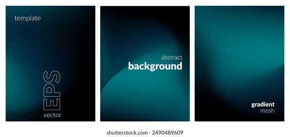 Abstract liquid background set. Gradient mesh. Effect dark color blend. Blurred fluid colorful mix. Modern design template for web covers, ad banners, posters, brochures, flyers. Vector image EPS