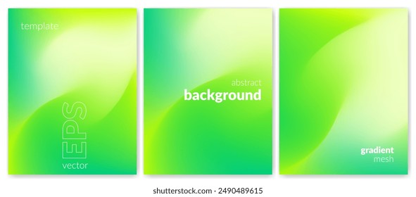 Abstract liquid background set. Gradient mesh. Effect bright color blend. Blurred fluid colorful mix. Modern design template for web covers, ad banners, posters, brochures, flyers. Vector image EPS