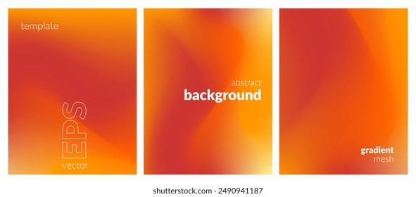 Abstract liquid background set. Gradient mesh. Effect bright color blend. Blurred fluid colorful mix. Modern design template for web covers, ad banners, posters, brochures, flyers. Vector image EPS