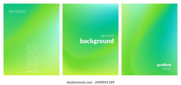 Abstract liquid background set. Gradient mesh. Effect bright color blend. Blurred fluid colorful mix. Modern design template for web covers, ad banners, posters, brochures, flyers. Vector image EPS
