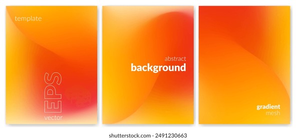 Abstract liquid background set. Gradient mesh. Effect bright color blend. Blurred fluid colorful mix. Modern design template for web covers, ad banners, posters, brochures, flyers. Vector image EPS