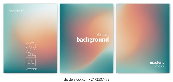 Abstract liquid background set. Gradient mesh. Effect bright color blend. Blurred fluid colorful mix. Modern design template for web covers, ad banners, posters, brochures, flyers. Vector image EPS