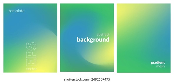 Abstract liquid background set. Gradient mesh. Effect bright color blend. Blurred fluid colorful mix. Modern design template for web covers, ad banners, posters, brochures, flyers. Vector image EPS