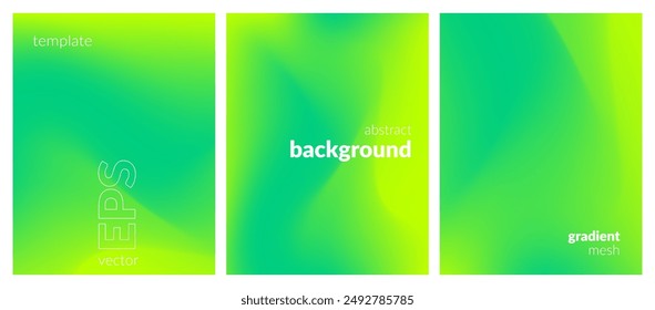 Abstract liquid background set. Gradient mesh. Effect bright color blend. Blurred fluid colorful mix. Modern design template for web covers, ad banners, posters, brochures, flyers. Vector image EPS