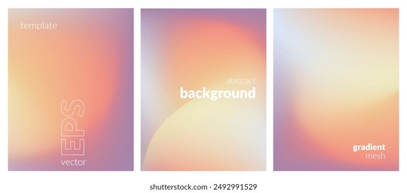 Abstract liquid background set. Gradient mesh. Effect bright color blend. Blurred fluid colorful mix. Modern design template for web covers, ad banners, posters, brochures, flyers. Vector image EPS