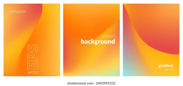 Abstract liquid background set. Gradient mesh. Effect bright color blend. Blurred fluid colorful mix. Modern design template for web covers, ad banners, posters, brochures, flyers. Vector image EPS