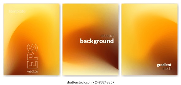Abstract liquid background set. Gradient mesh. Effect bright color blend. Blurred fluid colorful mix. Modern design template for web covers, ad banners, posters, brochures, flyers. Vector image EPS