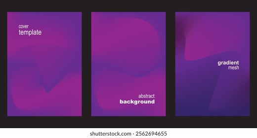 Abstract liquid background set. Gradient mesh. Purple color modern design template for web cover, ad banner, poster, annual report, brochure, flyer. Vector illustration EPS file
