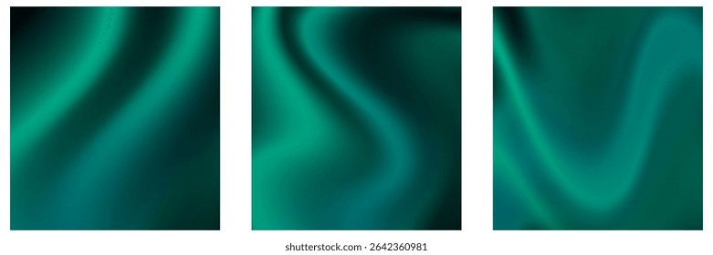 Abstract liquid background set. Gradient mesh. Effect dark color blend. Blurred fluid colorful mix. Modern design template for web covers, ad banners, posters, brochures, flyers.