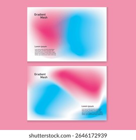Abstract liquid background set. Gradient mesh. Effect pink and blue color blend. Blurred fluid colorful mix. Modern design template for web covers, ad banners, posters, brochures, flyers.