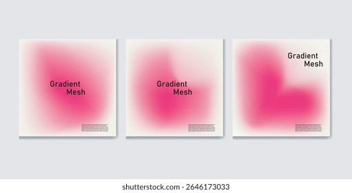 Abstract liquid background set. Gradient mesh. Effect pink color blend. Blurred fluid pink mix. Modern design template for web covers, ad banners, posters, brochures, flyers. 