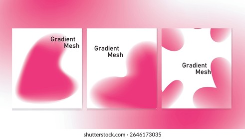 Abstract liquid background set. Gradient mesh. Effect pink color blend. Blurred fluid pink mix. Modern design template for web covers, ad banners, posters, brochures, flyers. 