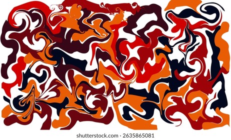Fondo líquido Abstractas textura pegajosa brillante colorido rojo amarillo naranja negro en marco blanco